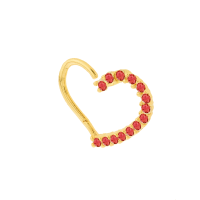  Piercing helix ou daith ouro 18k coração vermelho esquerdo 