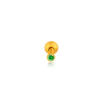 Piercing de ouro 18k ponto de luz mini verde