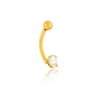Piercing de umbigo de ouro 18k ponto de luz