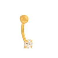 Piercing de ouro 18k umbigo com pedra zircônia