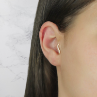 Piercing de orelha ouro 18k onda com pedras 