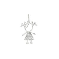 Pingente de ouro branco 18k menina cravejada