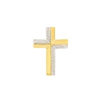 Pingente cruz de ouro 18k rodinada