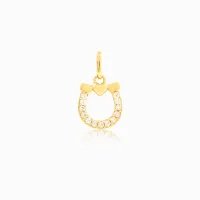 Pingente de ouro 18k ferradura coração