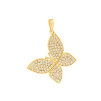 Pingente borboleta grande de ouro 18k cravejada