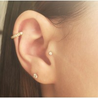 Piercing de ouro 18k reto ponto de luz mini pedra zircônia