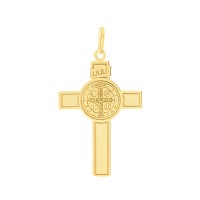 Pingente São Bento Cruz ouro 18k inri
