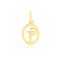 Pingente farmácia de ouro 18k oval pequeno