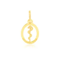 Pingente odontologia de ouro 18k oval pequeno