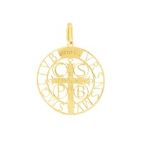 Pingente medalha de São Bento ouro 18k 2cm