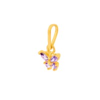 Pingente borboleta de ouro 18k infantil roxa