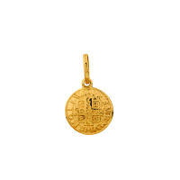 Pingente São Bento de ouro 18k medalha redonda