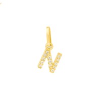 Pingente letra N de ouro 18k cravejada