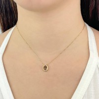 Pingente de cruz de ouro 18k oval com pedras