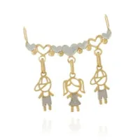 Pingente De Ouro 18k Canga 3 Menino(S) / Menina(S)