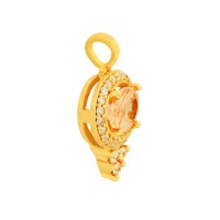 Pingente de ouro 18k oval zircônia citrino 