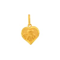 Pingente de ouro 18k coração trabalhado com anjo
