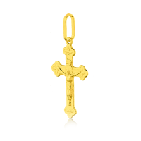 Pingente de ouro 18k cruz com Jesus Cristo