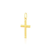 Pingente de ouro 18k cruz masculina / feminina foto lateral