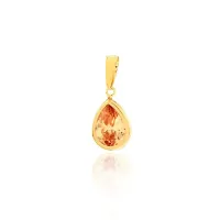 Pingente de ouro 18k pedra zirconia gota cor citrino foto frontal