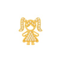 Pingente menina de ouro 18k pedras 