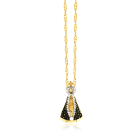 Pingente de ouro 18k Nossa Senhora Aparecida com safiras mini