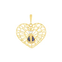 Pingente de Nossa Senhora Aparecida ouro 18k coração VI