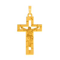 Pingente crucifixo de ouro 18k detalhado