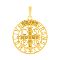 Pingente de São Bento de ouro 18k medalha grande