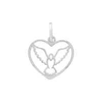 Pingente Divino Espírito Santo ouro branco 18k coração G