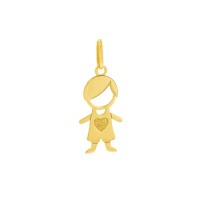  Pingente menino de ouro 18k coração central