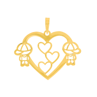 Pingente meninos filhos ouro 18k coração