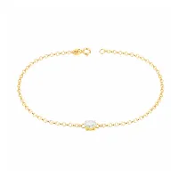 Pulseira de ouro 18k com Moissanite oval portuguesa