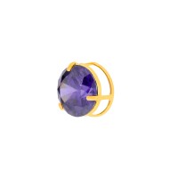 Pingente de ouro 18k ponto de luz zircônia roxa