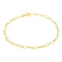 Pulseira de ouro feminina 18k portuguesa ovalada 20cm
