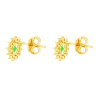 Brinco de ouro 18k ponto de luz verde VII