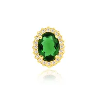Pingente de ouro 18k ponto de luz oval verde
