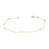 Pulseira de ouro infantil bolinha 3 cores com regulador