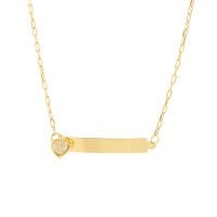 Pulseira de ouro 18k infantil placa com coração
