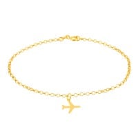 Pulseira feminina de ouro 18k com pingente avião
