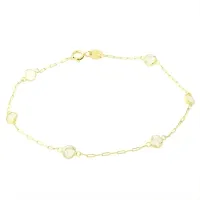 Pulseira De Ouro 18k Adulto Com Pedras Brancas redondas foto 