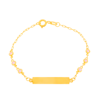 Pulseira De Ouro 18k Infantil Com Pedras E Placa rosa