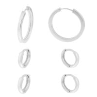 Trio de argola de ouro branco 18k