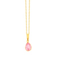Pingente de ouro 18k gota rosa com corrente