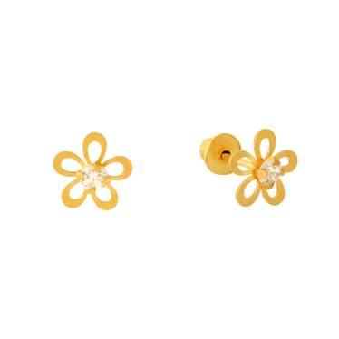 Brinco de ouro 18k flor margarida com pedra video