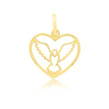 Pingente Divino Espírito Santo ouro 18k coração G vídeo