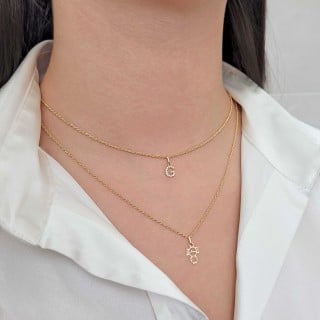 Pingente de letra G ouro 18k com pedras