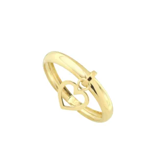Anel de Ouro 18k Com pingente de Coração