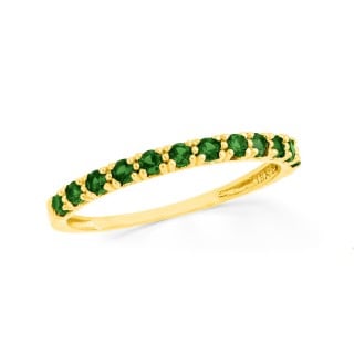 Anel de esmeralda ouro 18k meia aliança
