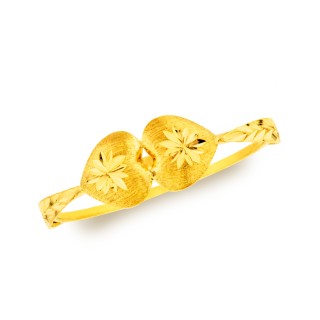Anel de ouro 18k dois corações trabalhados